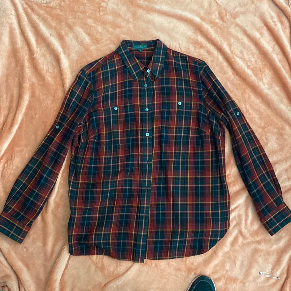 Size 1X Ralph Lauren red plaid top - 100% cotton